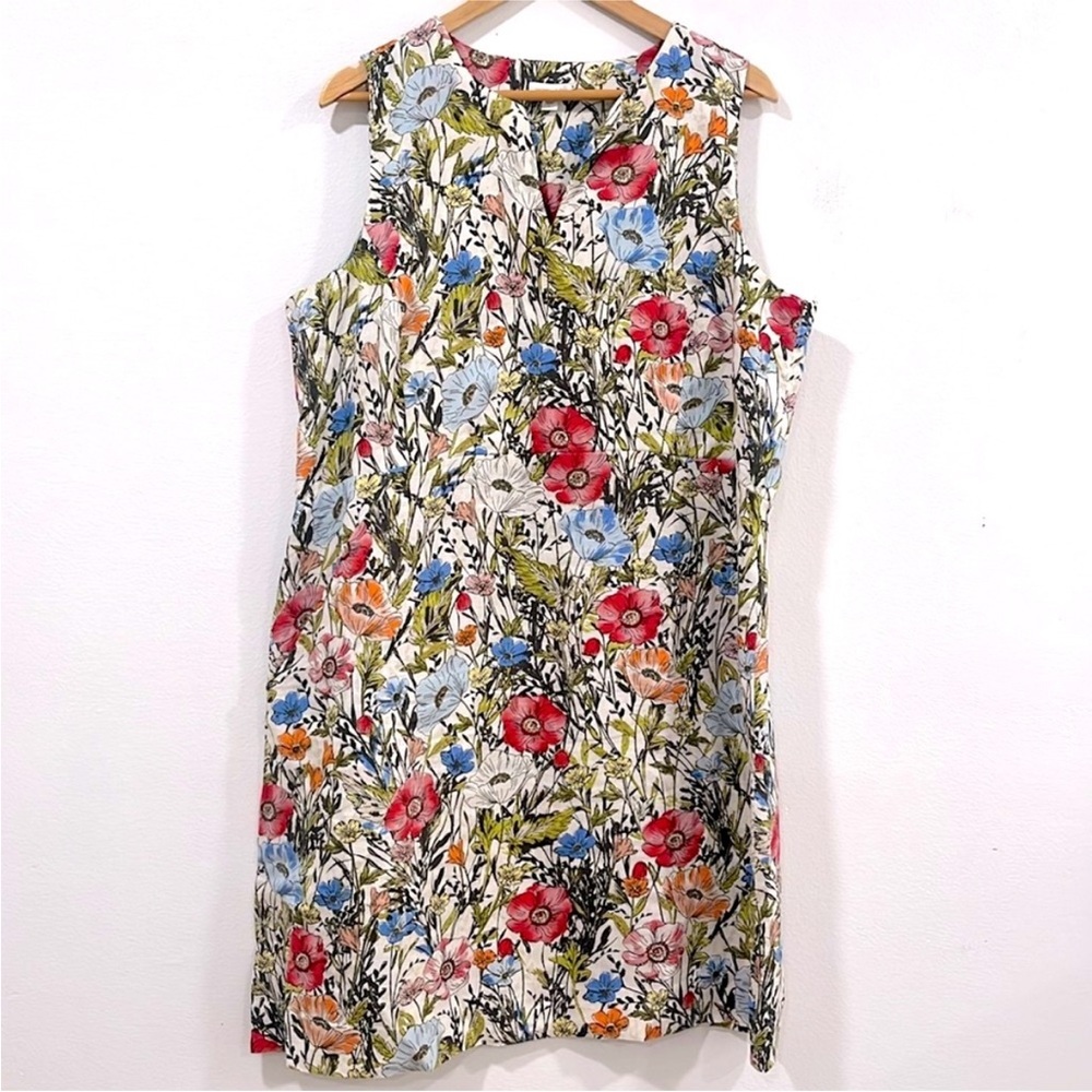 J. Jill Love Linen Floral Sleeveless Dress, Size L